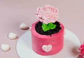 Бенто-торт Роза в цветочном горшке